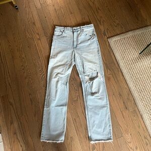 Light Blue Distressed Abercrombie Jeans - ultra high rise straight